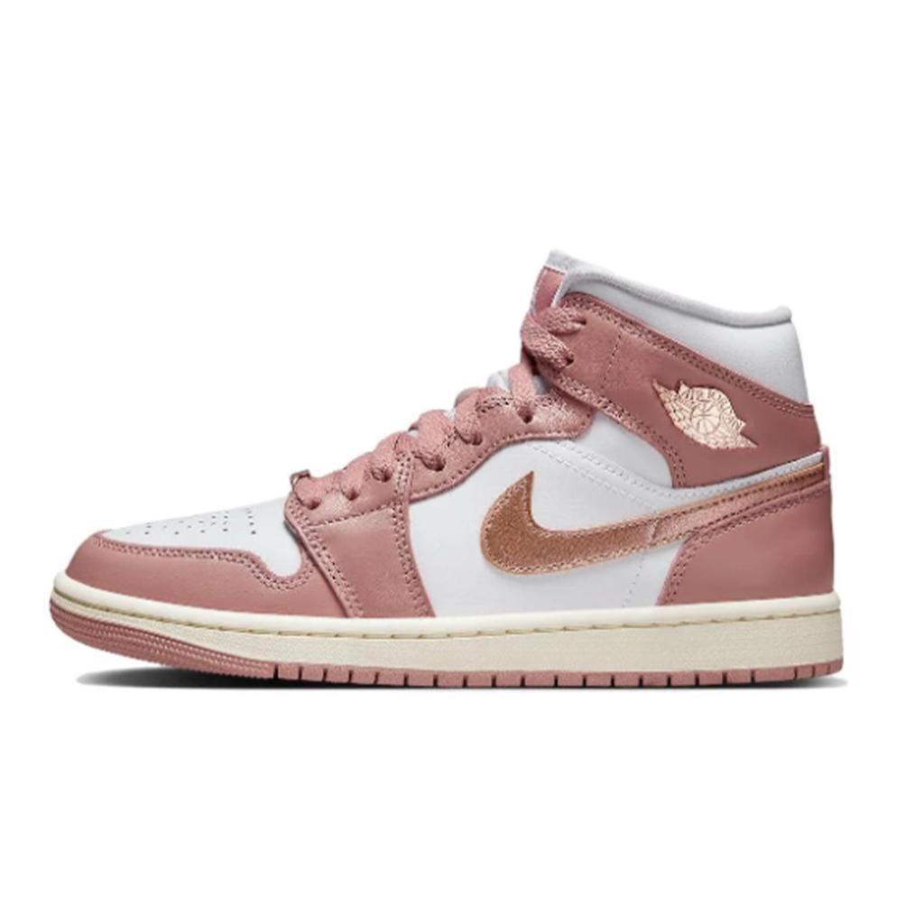 Jordan Air Jordan 1 Vintage Basketball Shoes Women's Mid Top White/Pink BQ6472-620(Team80-S-BOX)