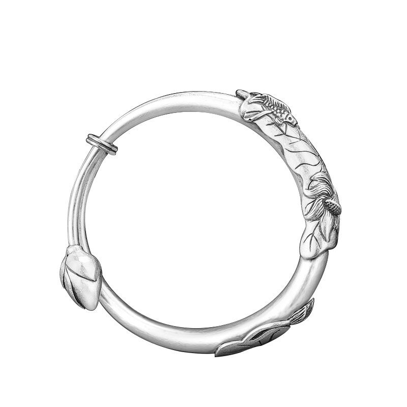 Vintage and Elegant Temperament, Lotus Pond Moonlight, Carp and Lotus Canopy Bracelet, Women's Accessory