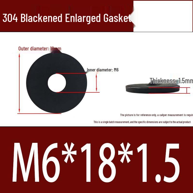 Large Black 304 Stainless Steel Ultra-Thin Oversized Flat Washer, Zinc-Plated