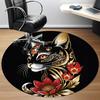 1pc Cat Flowers Office Round Area Rug, Indoor Mat Suitable ForOffice, Under Office Chairs Bedroom Living Room Home Decor, Room Deco 011