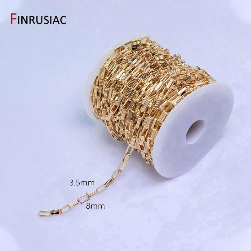 14K Gold Platin Beschichtet Handgefertigt Rechteckige Kabelkette DIY Armband Halskette Schmuckherstellung Zubehör
