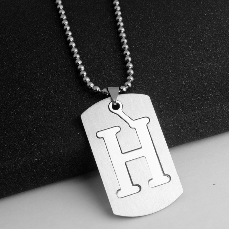 HNSP Stainless Steel Initials Pendant Chain Necklace For Men Women 26 Letter Name Accessories