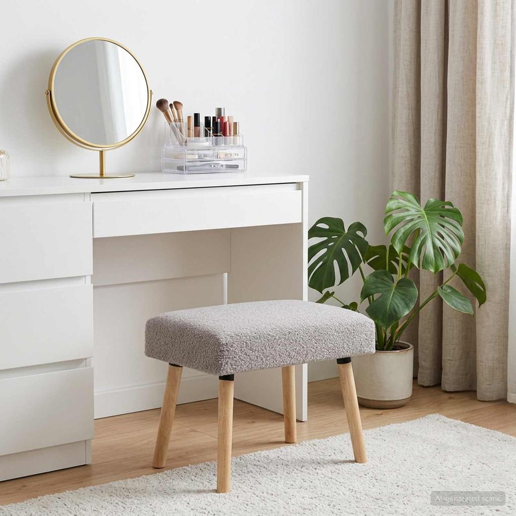 Bench Uni Light Gray 60 X 40 X 45 Cm Boucle