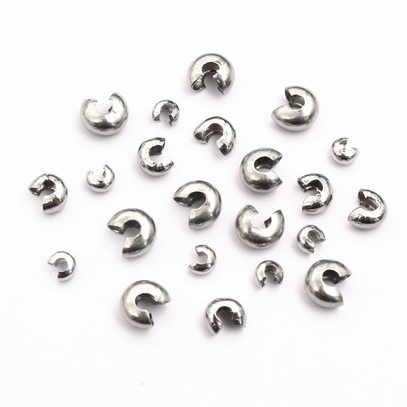 50 Pcs Stainless Steel Crescent Buckle Positioning Beads for Bracelets