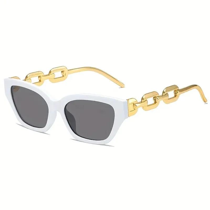 Occhiali da Sole Moda Cat Eye Per Donne Uomini Lente a Specchio Catena Ciondolo Occhiali Per Festa Estiva in Spiaggia