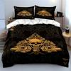 Golden Skull and Raven Pattern Bedding Set Bedding Set (1 Duvet Cover, 2 Pillowcases, Duvet Not Included)