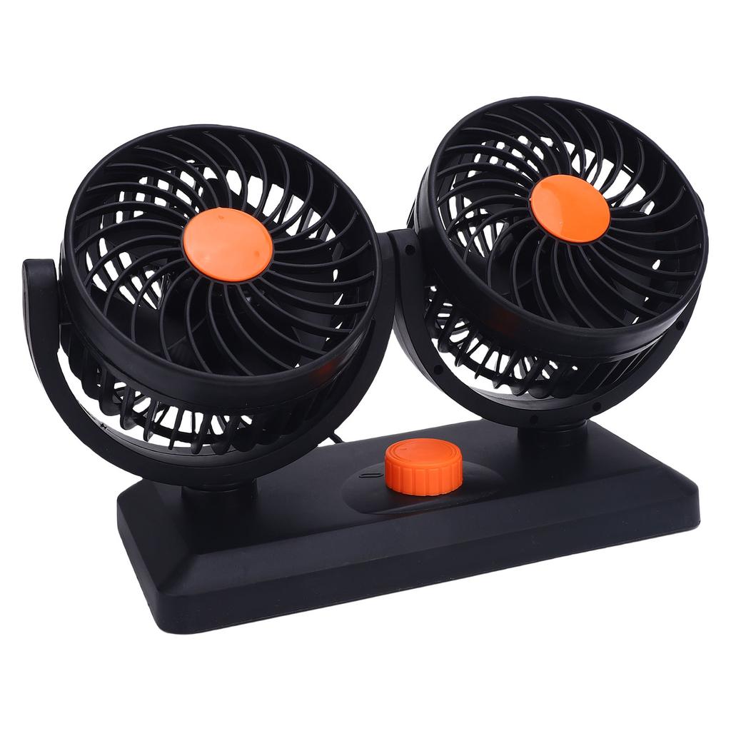 Doppelkopf-Autoventilator 2 Geschwindigkeiten 360 Grad drehbar Zigarettenanzünder-gespeister Autokühlventilator für SUV Wohnmobil LKW