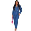 6971 Fashion Style Amazon Wish Women's Clothing Ins Influencer Picks Sexy Suit Collar Denim Jumpsuit In Stock