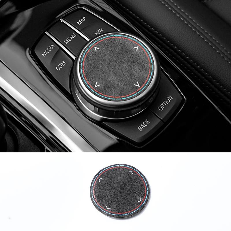 BLT1 For BMW 1/3/4/5/7 Series/3GT/5GT/i3/X3/X4/X5/X6 Top Suede Handbrake Button Sticker Anti-Scratch Car Interior Tuning Accessories
