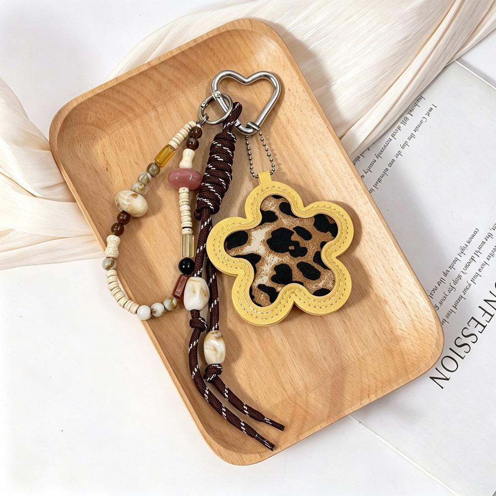 Leopard Print Bag Pendant Braided Rope Braided Rope Keychain Backpack Pendant  For Handbag Decor