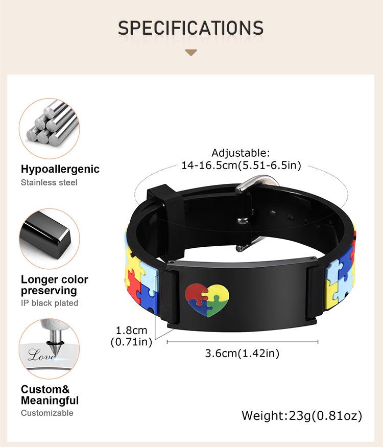 Gratis Gepersonaliseerde Autisme Medische Alert ID Armband Voor Kind Kinderen, 0-7 Jaar Op Maat Anti-verlies Armband Siliconen Polsband