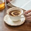 French Stroke Ceramic Cup And Saucer Set Retro Style Coffee Cup Saucer Tea Set High Value Breakfast Cup Dessert