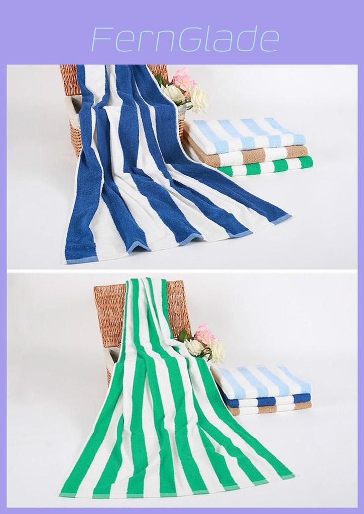 Minimalist Striped Cotton Beach Towel With Absorbent Quickdry Fabric For Adults Outdoor Use
