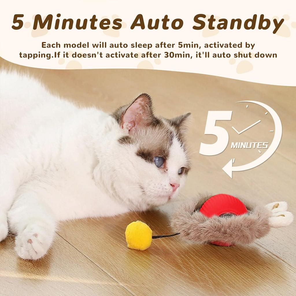 Interactive Cat Toy Fur Ball Auto Rolling Balls Pet Cats Teaser Automatic Electric Smart Game Plush Toys Stimulator Training