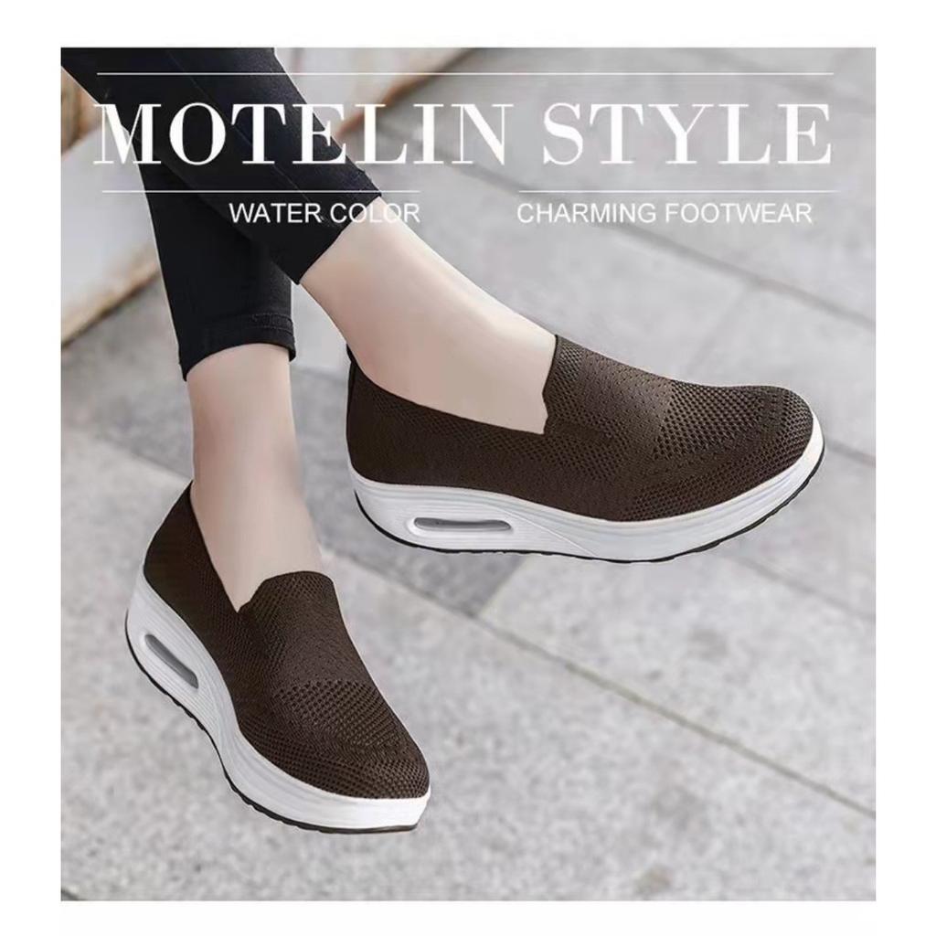 Women's Sports Shoes with Thick Sole and Air Cushion, Casual Shoes with Mesh Surface, Stepping on One Foot To Increase Height, Walking Shoes for Women