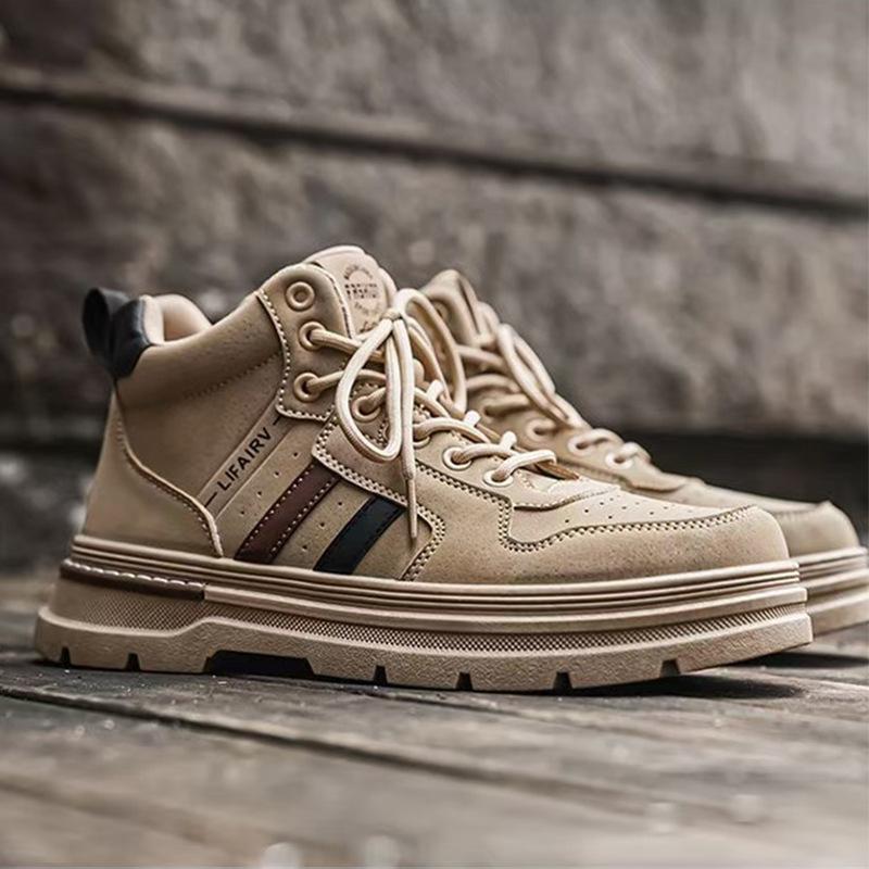Męskie buty wysokie wiosna i jesień 2024 nowe buty męskie sportowe i rekreacyjne do pracy w stylu retro na grubej podeszwie odporne na zużycie buty typu board