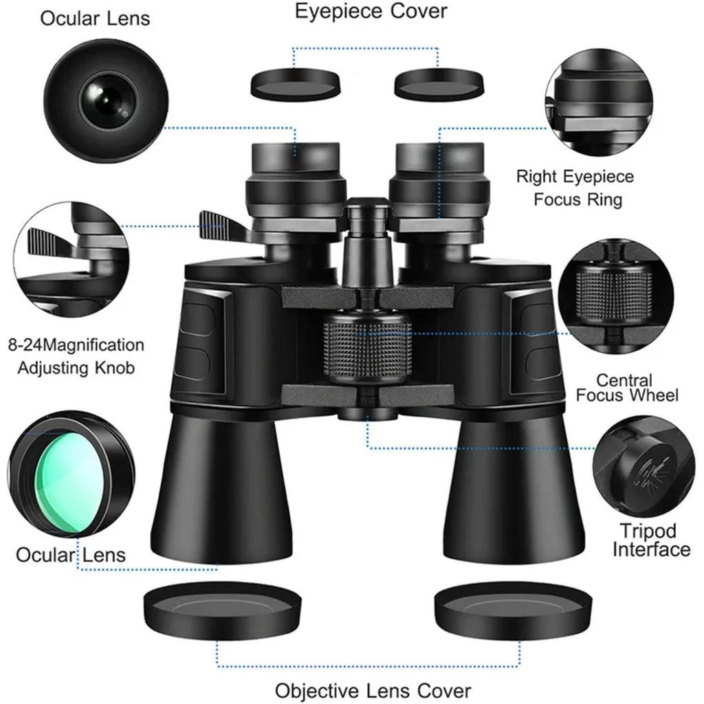 Military Zoom Binoculars 180x100 Powerful HD Binoculars Day/Low Night Optics Hunting Outdoor for Bird Watching Hiking Concert Travel