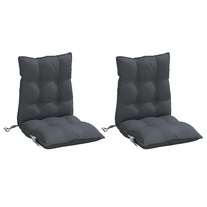 VidaXL Set of 2 Low Back Chair Cushions, Waterproof Seat Pad, Non-slip Outdoor Cushion Garden 377671