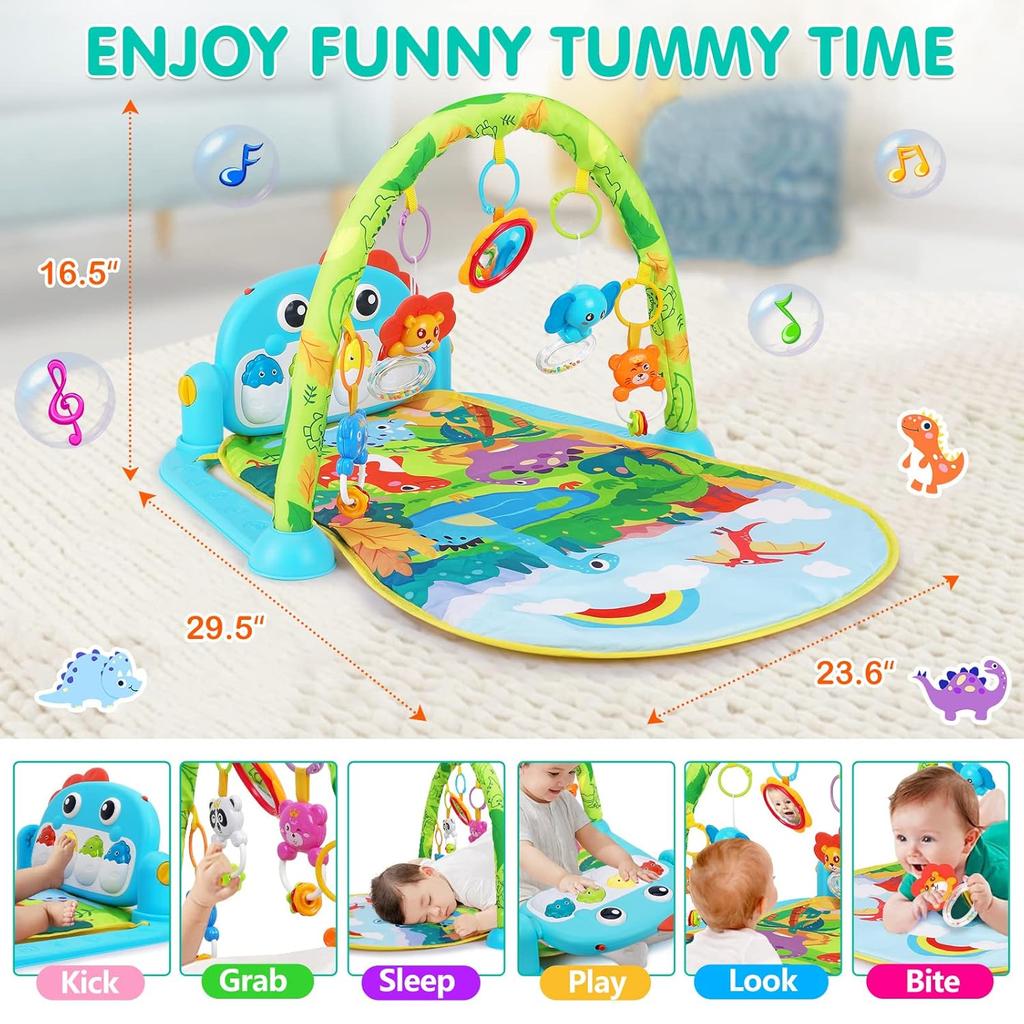 UMIKU Baby Gym Play Mats Baby Toys Tummy Time Mat Musical Activity Center for Newborn Infant Piano Babies Play Mat Music & Light Newborn Infant Gifts