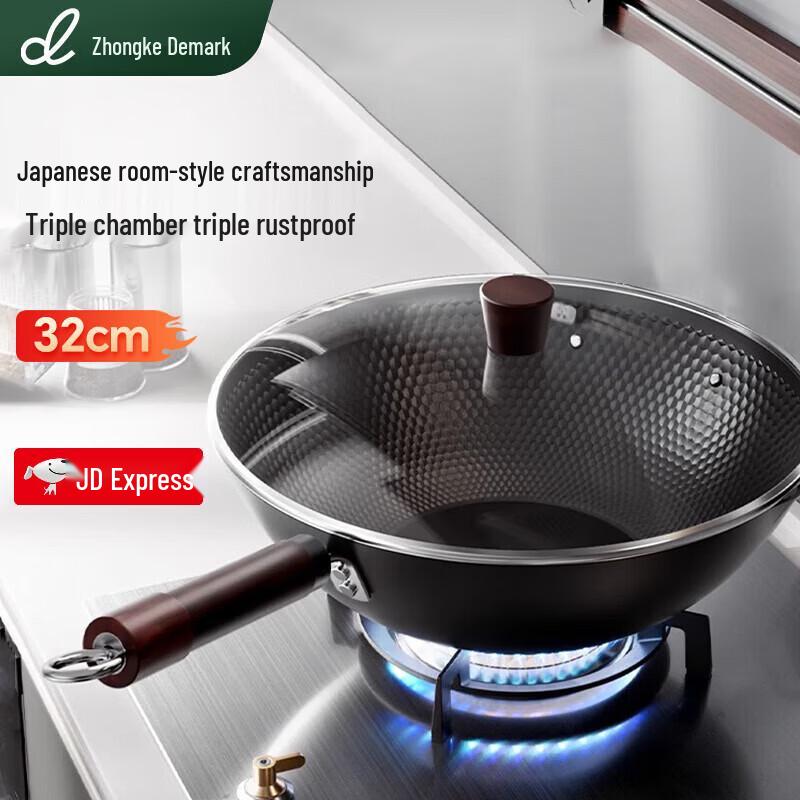 DUMIK Серия Extreme Iron 32 см Чугунный вок с защитой от ржавчины