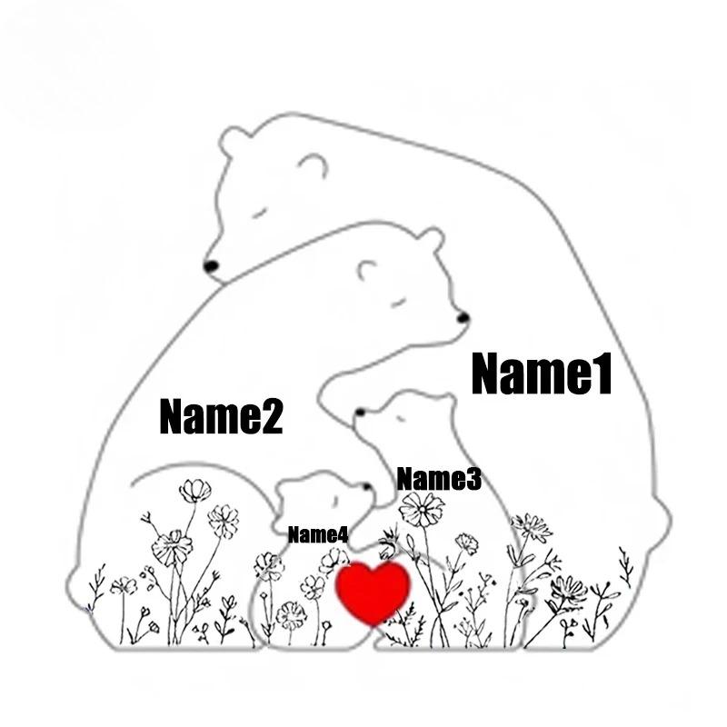 Artistic Wooden Puzzles, Little Bear Family Personalized Name Puzzles, Thanksgiving Christmas Gifts, Home Tabletop Decorations