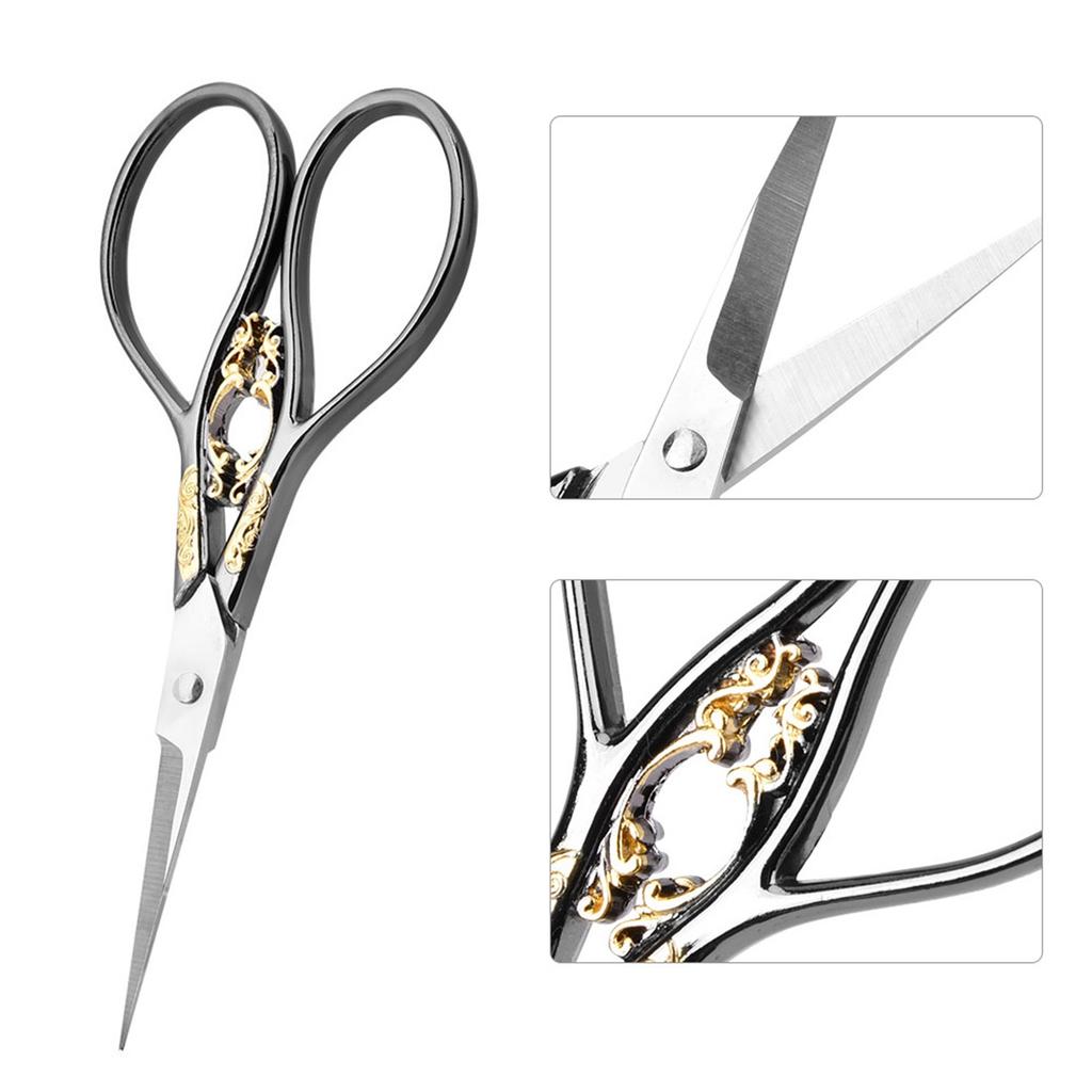1pc Stainless Steel Tailor Scissors Household   Sewing Accessories(black with gold pattern)