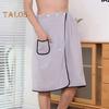 Men Bath Skirt Towel with Pocket Coral Fleece Quick Absorbent Adjustable Waist Button Closure Towel Wrap Sauna Towels Men Wrap Robe for Gym Spa Beach