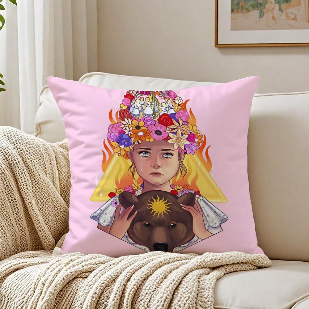 Line Art Midsummer Day Print Beautiful Art Cushion Cover Linen Pillowcase Soft  for Sofa Bed Home Room Decor