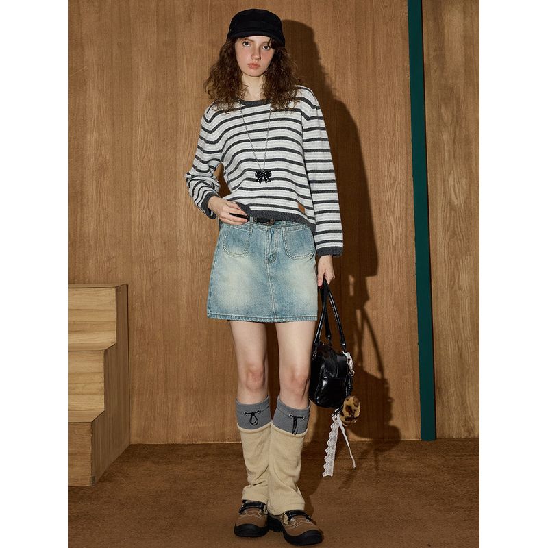 Coolhut Autumn and Winter Hot Girl Retro New High-Waisted Versatile Anti-Exposure Denim Short Skirt Slimming Hip-Hugging Skirt