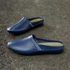 Echtes Leder Herren Freizeitschuhe Atmungsaktive Herren Slipper Mokassins Ausgehöhlt Sommer Mules Einfach Ultraleicht Halbschuh