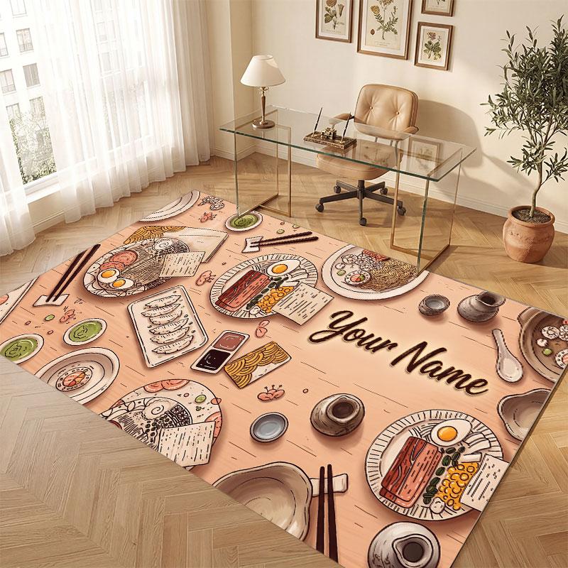 Neon Colorful Theme Crystal Velvet Floor Rug Personalized Custom Name Text Warm Carpet Home Decoration
