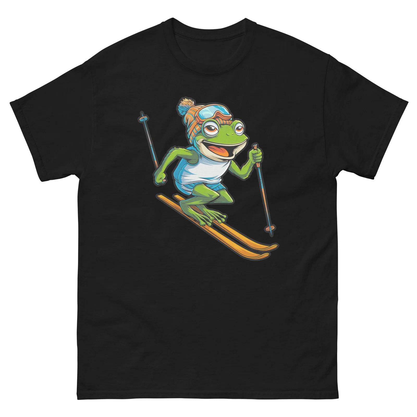 Frog Skiing Skier Fun Cartoon Ski Shirt T-Shirt 3XL