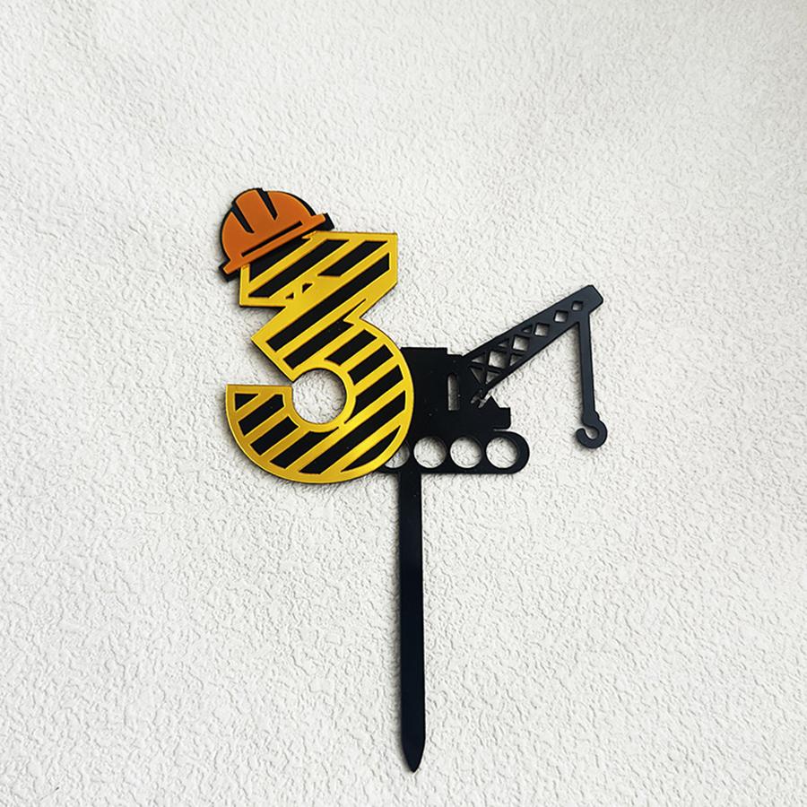 1pc Acrylic  Number 1-9 Year old  Boy's Birthday Cake Topper  For Children's Birthday Party Cake Decoration