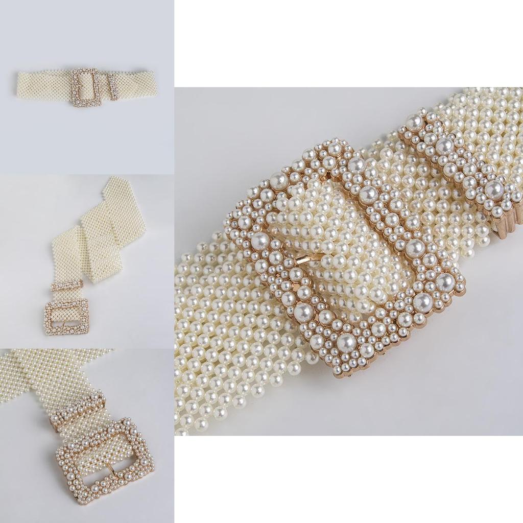 Artificial Pearl Waist Chain With Square Needle Buckle Design For Formal And Casual Use