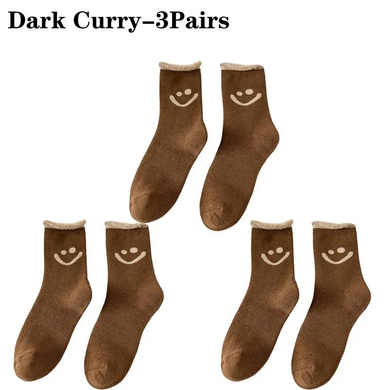 1-10Pair Smiley Face Snow Socks Thick Terry Loop Mid Calf for Winter Sports Home Comfort Moisture Wicking Warm Socks