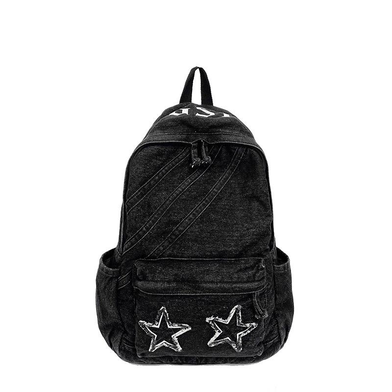 Zaino Nuovo Versatile in Denim Lavato Zaino Sportivo Zaino per Studente Femmina Grande Capacità Zaino Scolastico