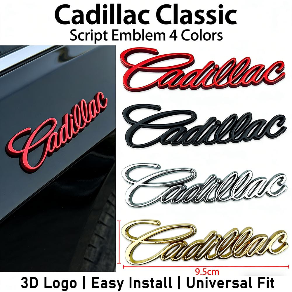 Cadillac Klassisches 3D-Metall-Emblem Seitenkotflügel-Plakette für CT4 CT5 XT4 XT5 XT6 ATS CTS Auto-Heckklappen-Dekorationsaufkleber (4 Farben)