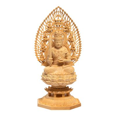 Hanro Art Sculpture Buddha Statue Kokuzo Bosatsu Buddhist Altar Buddha Statue Ornament Made of Cypress Wood Carving Flying Heavenly Beings Halo