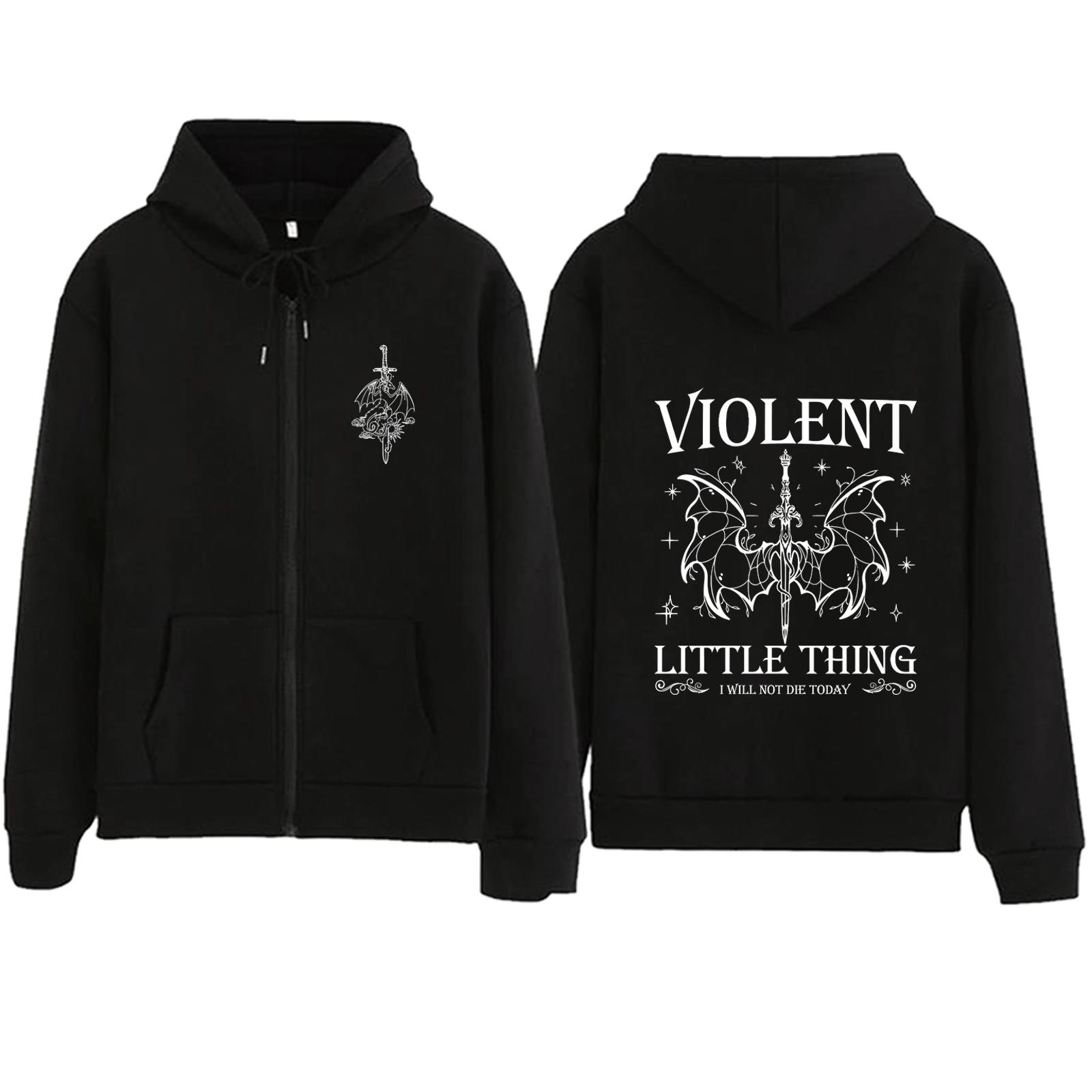 

Худи на молнии Violent Little Thing Harajuku Пуловеры Топы Уличная одежда Подарок для фаната Четвертого крыла Толстовки с V-образным вырезом Всадник дракона S