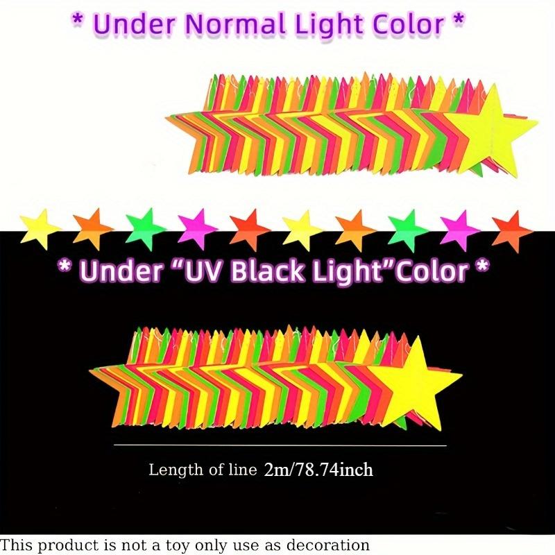 2pcs 78.74inch, Fluorescent Party Star Decorations, Fluorescent Birthday Banners Party Supplies, and Birthday Party Decorations