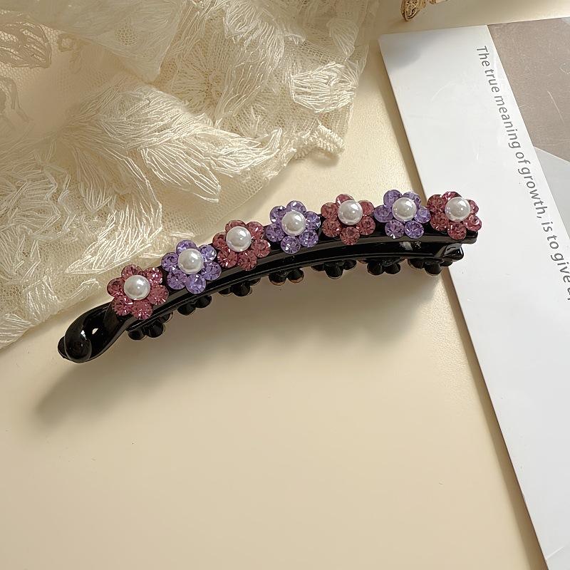 

Новый стиль сверкающая хрустальная заколка для волос с модным хрустальным цветком и жемчугом вертикальная заколка для женщин, высокое качество