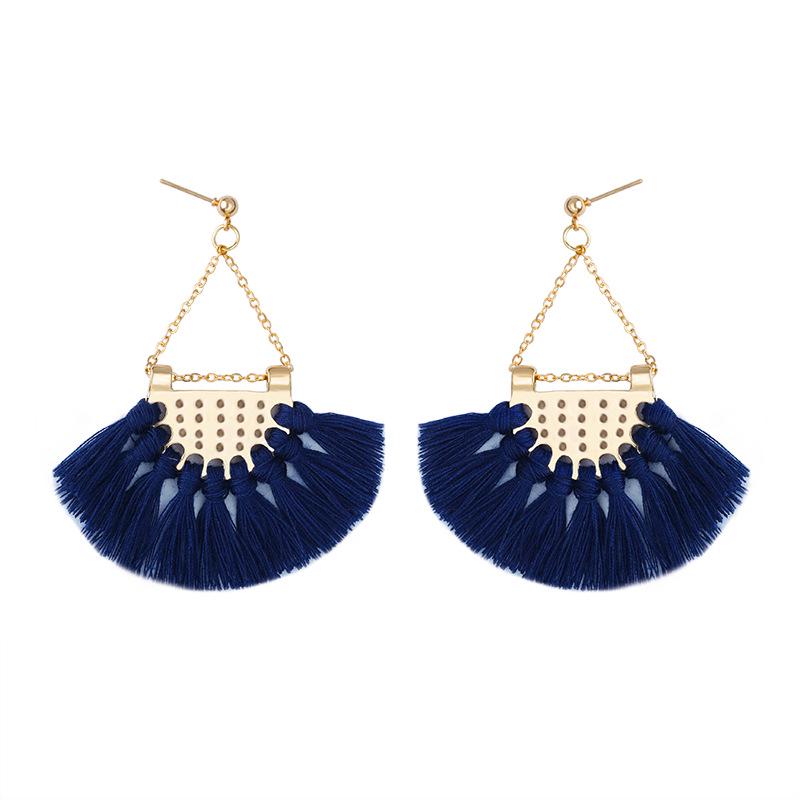 Ethnic Style Fashion Fan-shaped Tassel Earrings Bohemian Earrings Personalized Ear Jewelry ARI