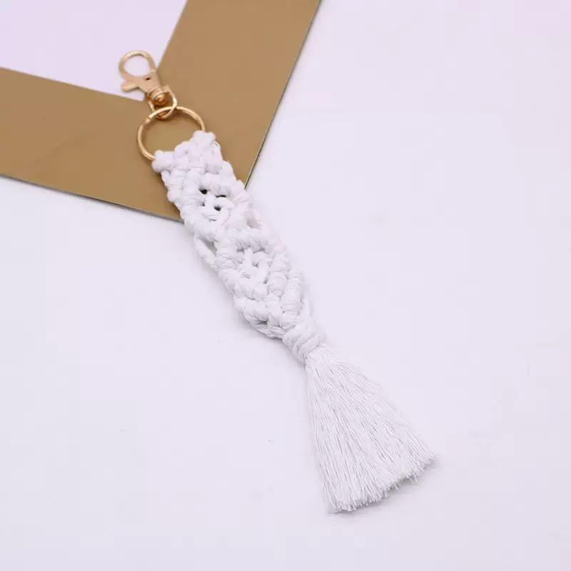 1PC Cotton Rope Handwoven Tassel Keychain Car Key Fob Bag Pendant Handbag Decorations Bag Parts Accessories XL