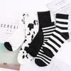 Fashion Women Black White Funny Autumn Cartoon Women Socks Cow Socks Cotton Hosiery Cow Print