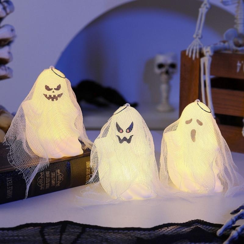 Halloween Party Decorations Outdoor/Indoor Hanging Ghosty Decors with Light for Tree,Yard,Window Halloween Ghosty Light
