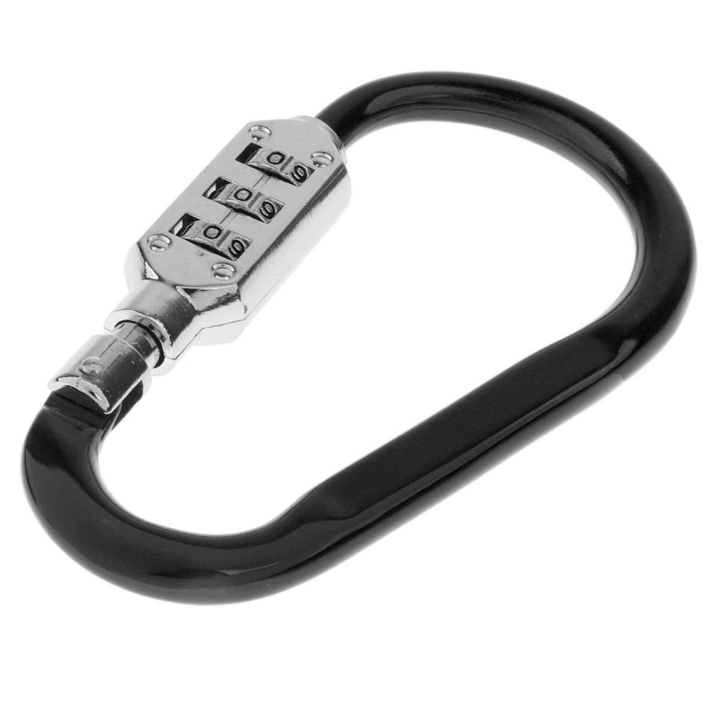 Buy Carabiner Hook Buckle Clip Keychain with 3 Digits Combination Lock