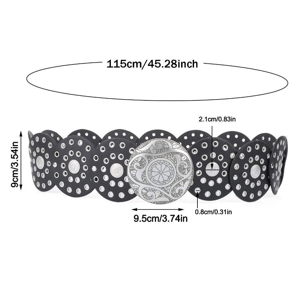 Přehnaný Cowboy Disc Belt Y2K Wide Disc Belt Cowboy Wide Disc Belt Dutý pás pro ženy