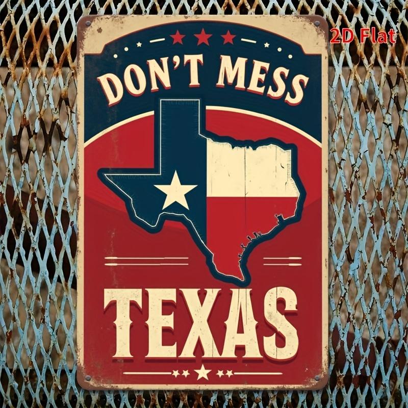 Не связывайся с Техасом Винтажная металлическая настенная табличка  Рустикальный синий  Красный дизайн со звездами Идеально для домашнего бара Кафе Декор 20x30cm（7.8x11.8inch）