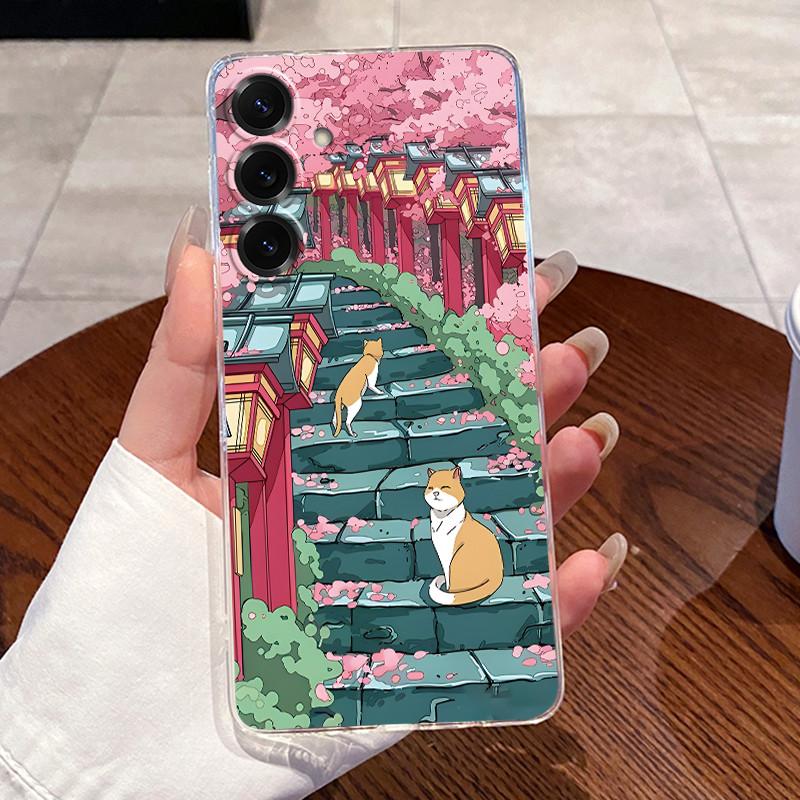 For Samsung Galaxy S25 FE S25 Edge S25 Slim S25+ Cases Clear Soft TPU Back Cover For Samsung S25 Plus Cute Rabbit Cat Phone Case