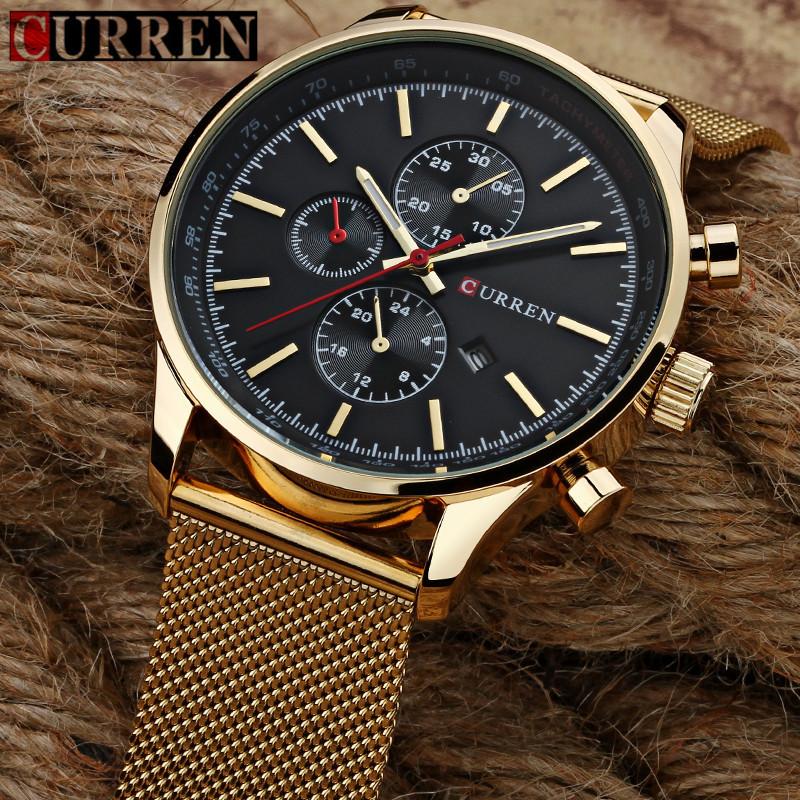 CURREN New Men's Watch Men's Watch Stainless Steel Mesh Calendar Watch
